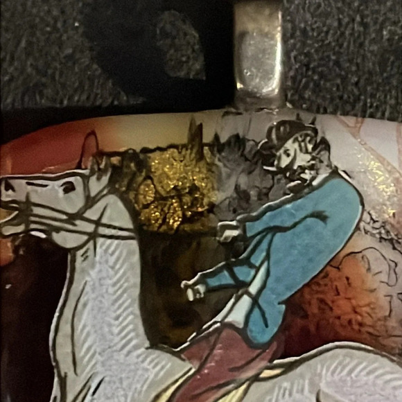 Vintage glass 3D hose riding pendent - Picture 2 of 6